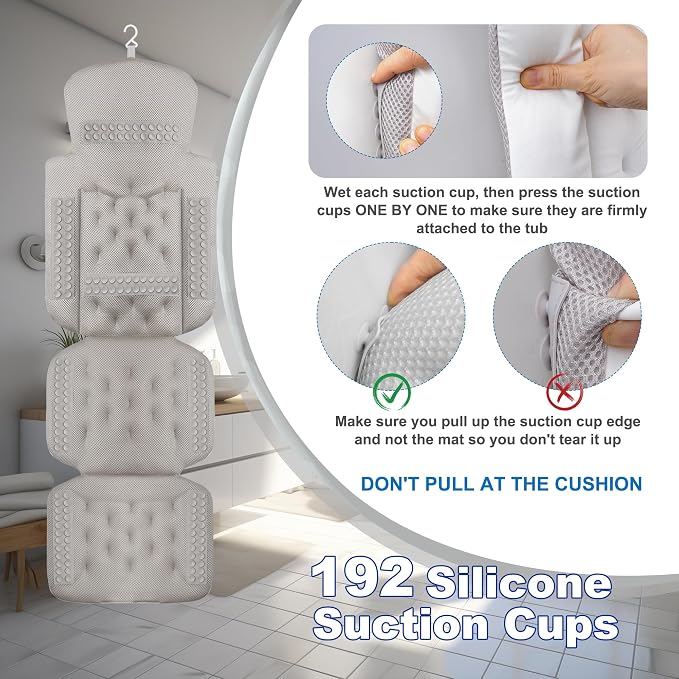 Luxury Full Body Bath Pillow for Bathtub, Bath Pillows for Tub - Image 4