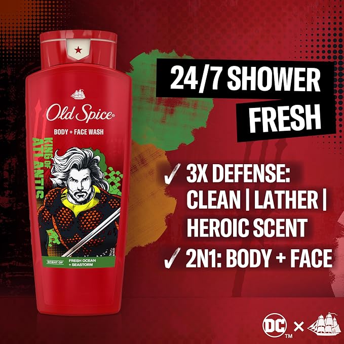 Old Spice Body Wash for Men, Aquaman: King of Atlantis, 3X Defense, 24/7 Shower - Image 2
