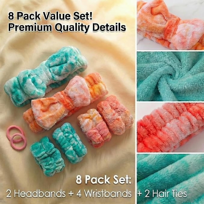 8 Pcs Spa Headband and Wristbands Set - Image 8
