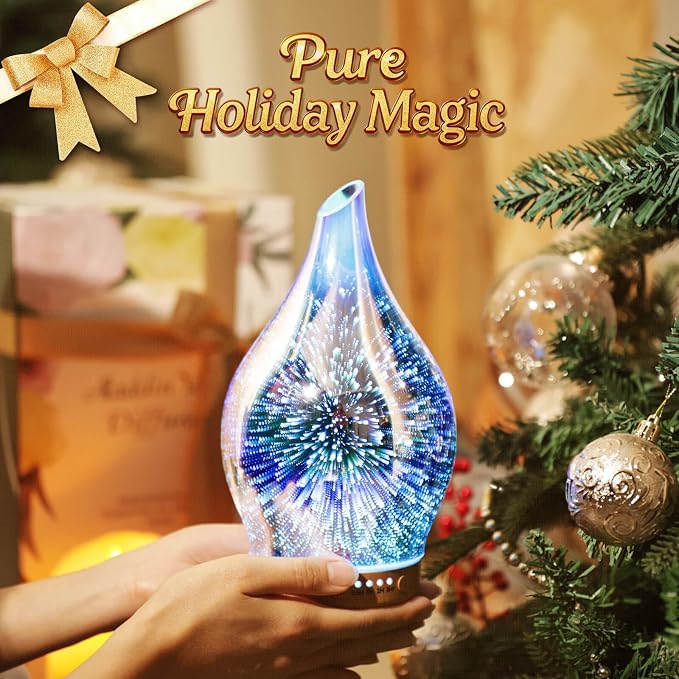 Porseme Oil Diffuser 3D Glass Aromatherapy Ultrasonic Humidifier, Air Refresh - Image 6