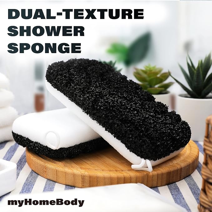 myHomeBody Extra Exfoliating Body Scrubber, Bath Sponge - Image 2
