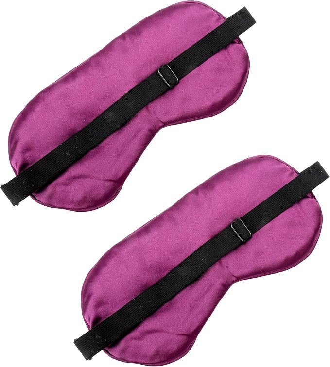 2 PCS Purple Satin Sleep Masks, Adjustable Silk Eye Mask - Image 3