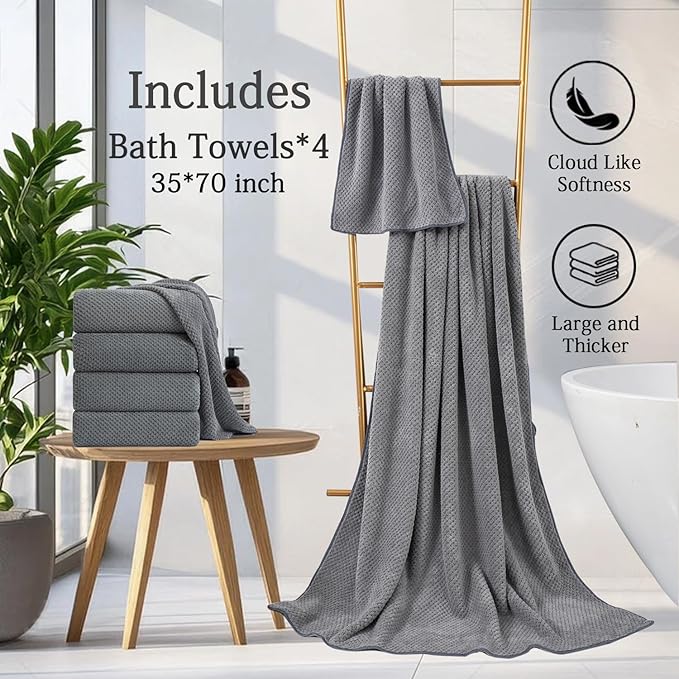 Hailea Gray Bath Towels Set 35x70 Inches - Image 4