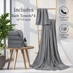 Hailea Gray Bath Towels Set 35x70 Inches - Image 4