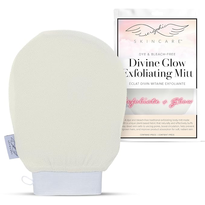 Seraphic Skincare Divine Glow Exfoliating Mitt – 100%, Bleach-Free Vegan by SeraphicSkincare