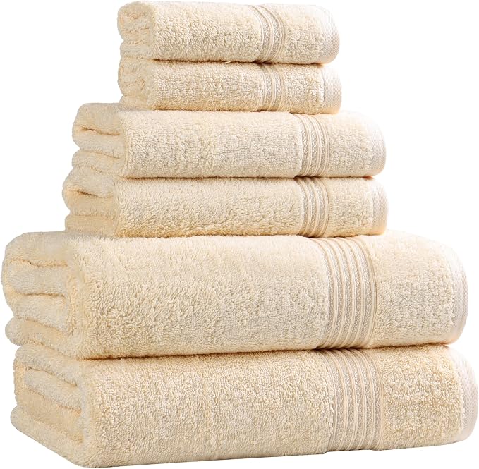 Superior Egyptian Cotton 6-Piece Towel Set, Bathroom Essentials, Towels by SUPERIOR