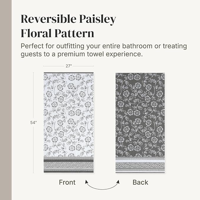 Modern Threads Floral Trail 6-Piece 100% Cotton Towel Set – Reversible Yarn - Image 6