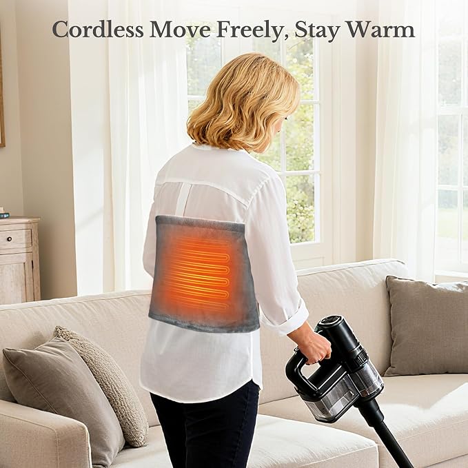 Cordless Heating Pad for Back Pain Relief & Cramps, Battery Operated, 3 Heat - Image 2
