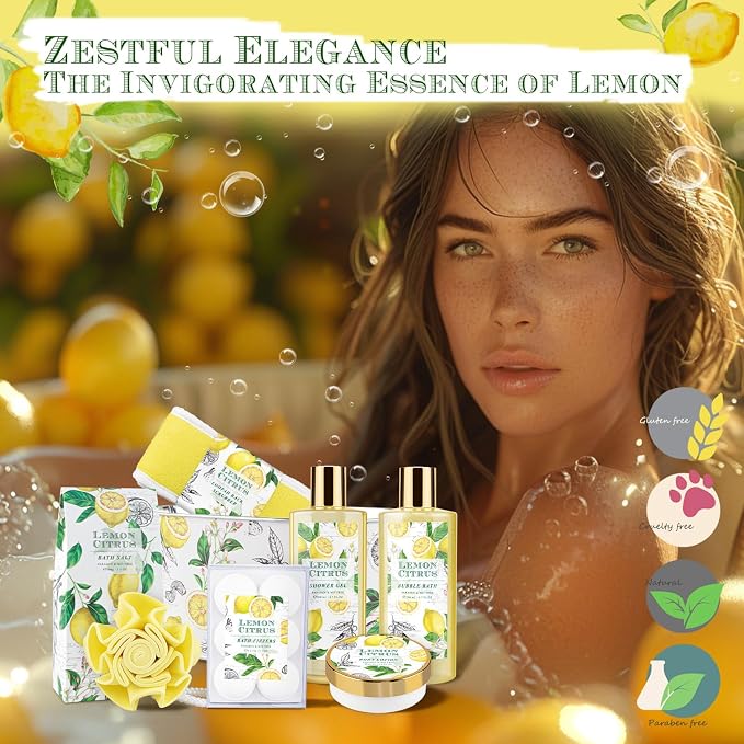Bath Gift Set, Lemon Citrus Spa Gift Basket - Image 6