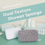 myHomeBody Dual-Texture Shower Sponge, Beauty Body Scrubber Exfoliator - Image 2