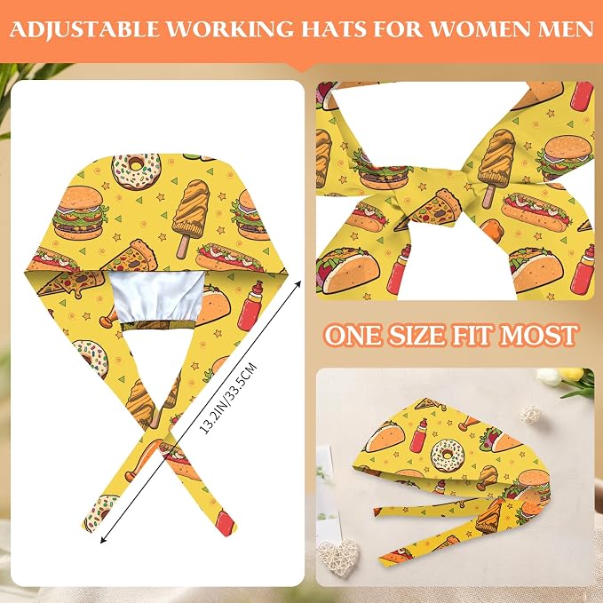 Adjustable Scrub Cap with Buttons & Sweatband, Working Hat with Elastic Tie Back - Image 4
