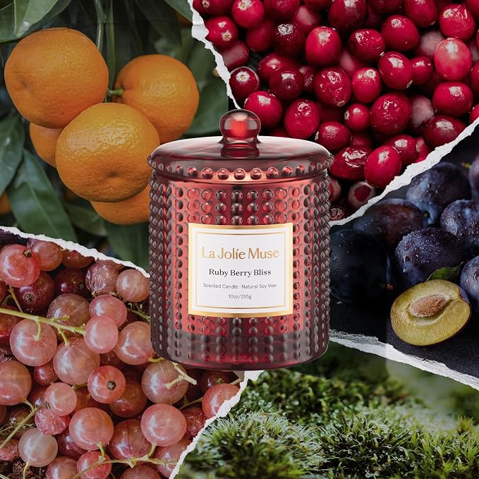 LA JOLIE MUSE Ruby Berry Bliss Scented Candle| Mandarin, Cranberry & Plum | 10 - Image 2
