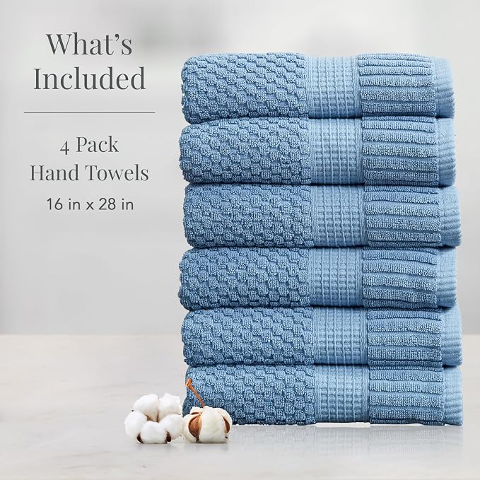 NY Loft 100% Cotton Hand Towel 6 Pack | Super Soft & Absorbent Quick-Dry Hand - Image 2