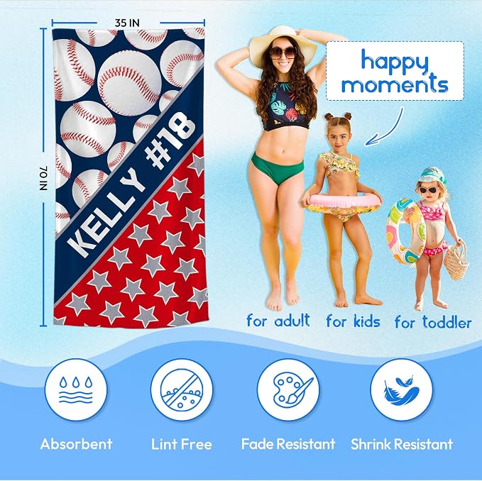 Personalized Beach Towel With Name, Custom Beach Towel with Text, Customized - Image 3