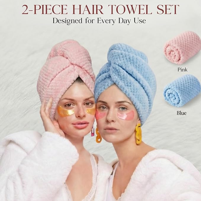 2 Pack Microfiber Hair Towel Wrap - Image 5