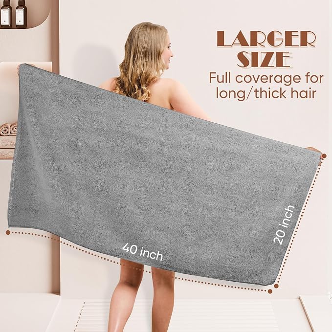 AIDEA Microfiber Hair Towel, 40 X 20 Inches Soft Wrap - Image 4