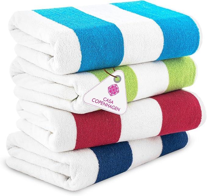 CASA COPENHAGEN Cabana Towel 4Pcs Multicolour Designer Stripe Beach Towels Gift by CASACOPENHAGEN