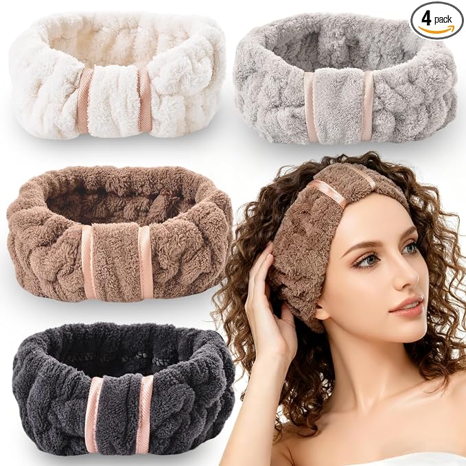 4 Pack Microfiber Towel Headbands by IAXSEE