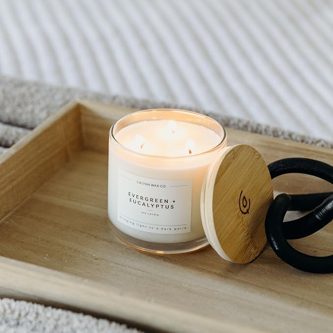 Calyan Wax Co. Evergreen & Eucalyptus 3 Wick Scented Candle - Image 5
