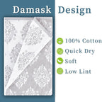 Grey Pattern Bath Towels, Quick Dry Bath Towel, Damask Jacquard Shower Towel - Image 2