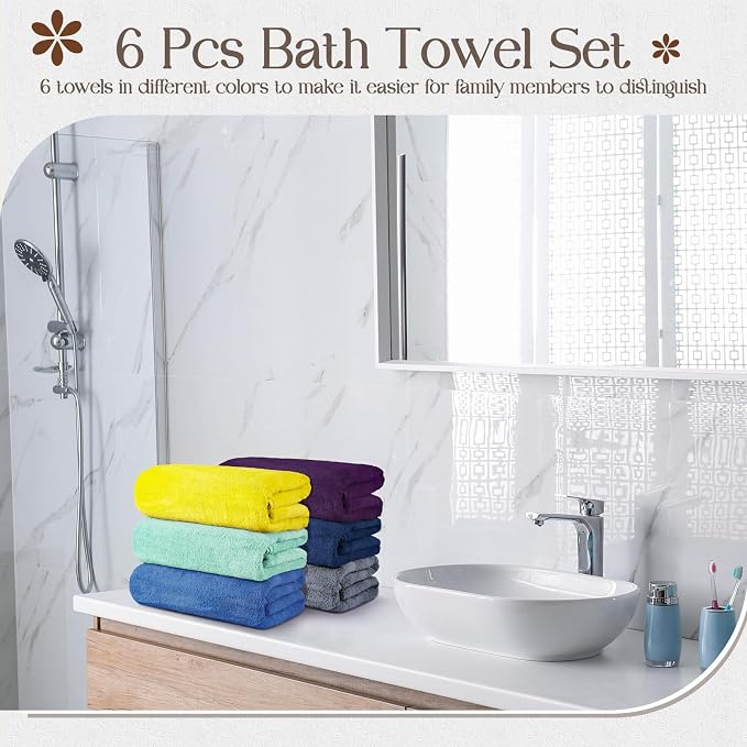 VitalCozy Set of 6 Large Bath Towels - Image 3