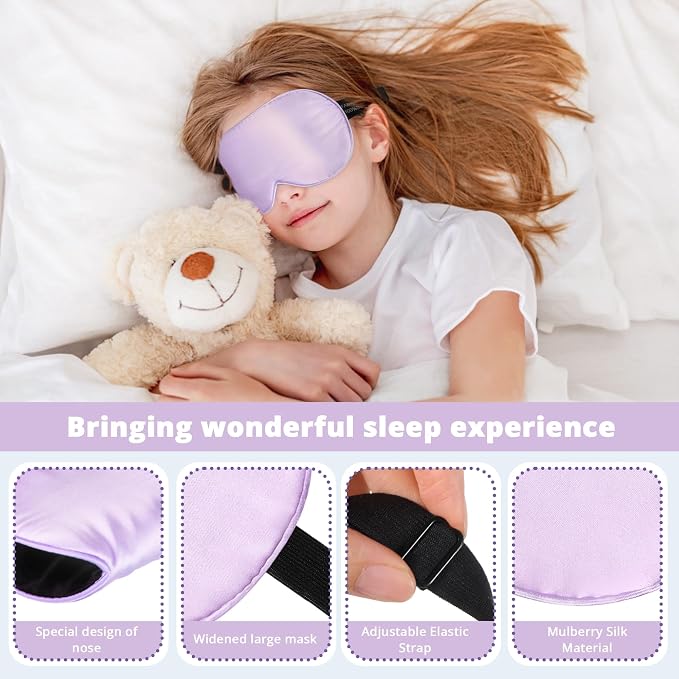 Kids Sleep Mask Eye Cover, 100% Real Natural Pure Silk Eye Mask - Image 3