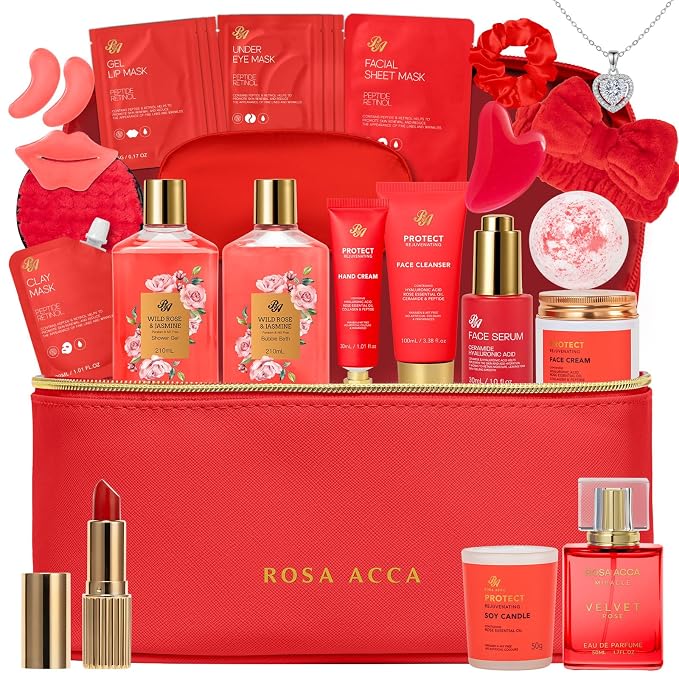 25 Pcs Mother's Day Gift, Hydrating Skin Care Set, Home Spa Self Care Gifts by RAROSAACCA