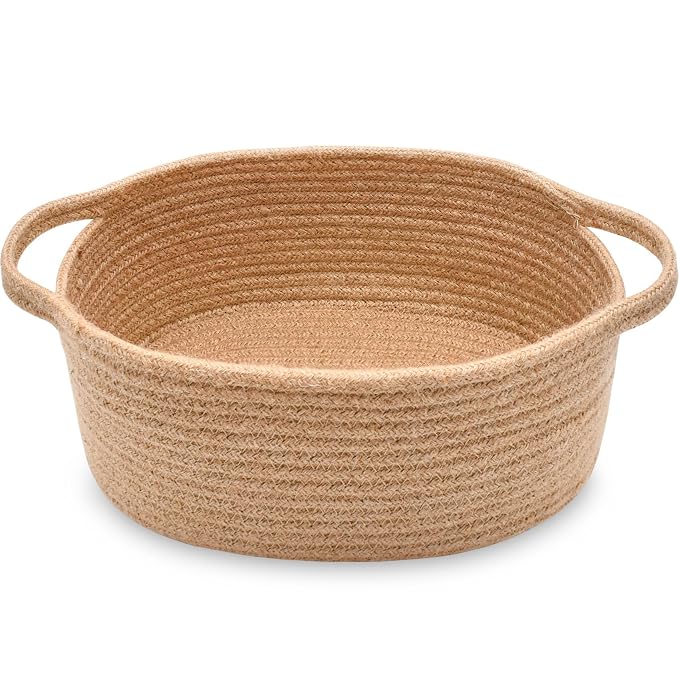 ABenkle Small Basket with Handles, Boho Decorative Rope Woven Dog Cat Toy by ABenkle