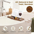 Teak Bathtub Tray Expandable Bathroom Tray - Image 4