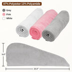 NEXCOVER Hair Towel Microfiber, 3 Pack White Grey Pink 9.8 inch X 25.5 inch - Image 4