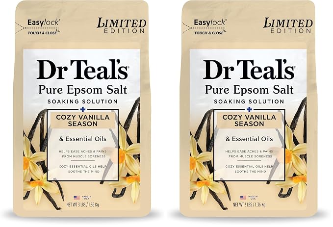 Dr Teal's Epsom Salt Magnesium Soak, Limited Edition Cozy Vanilla Season by DrTeals