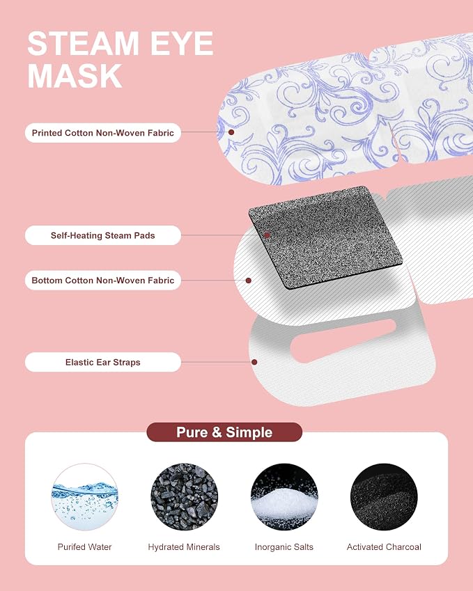 Steam Eye Masks Disposable 24 Pack, 45+ Min Self Heating Eye Mask - Image 6