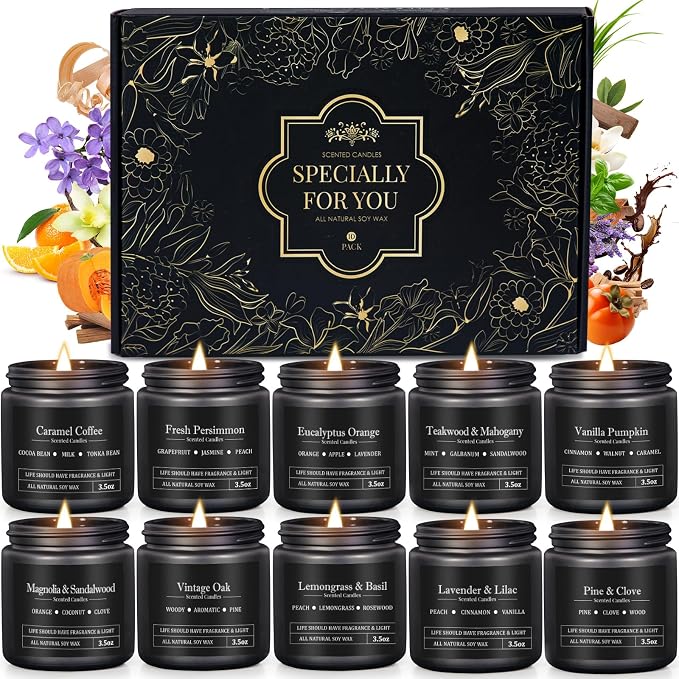 10 Pack Scented Candles for Men, Masculine Candle Gift Set by YMing