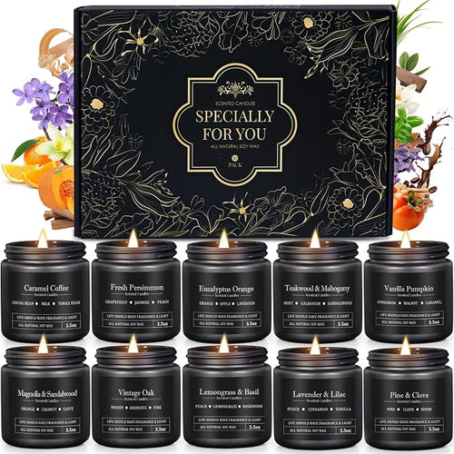 10 Pack Scented Candles for Men, Masculine Candle Gift Set by YMing