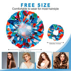 Shower Cap for Women Set of 4, Bath Caps, Double Layers Hair Caps + 2 Satin - Image 3