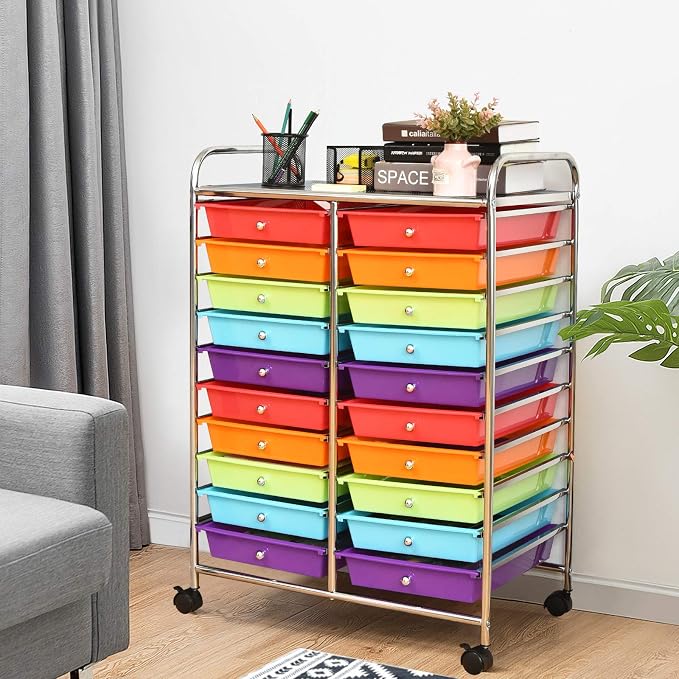 Giantex 20-Drawer Storage Drawer Cart, Rolling Organizer Cart - Image 4