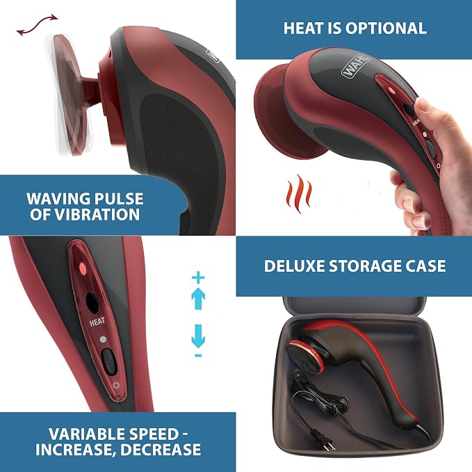 Wahl Clipper Deluxe Heated Therapy Corded Handheld Rotary Massage Kit, 8 Unique - Image 4