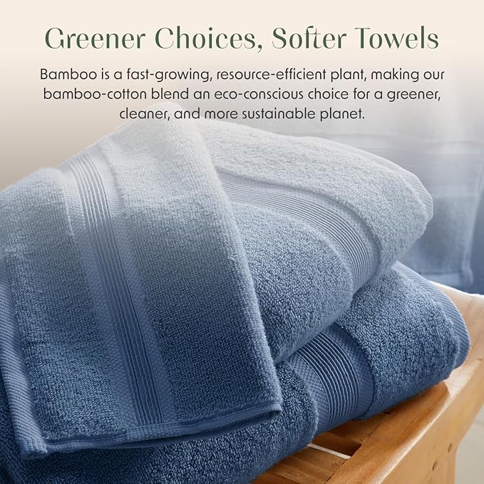 Springtree Home Luxury Bamboo Rayon Bath Towel Set of 4 | 35% Bamboo Rayon - Image 6
