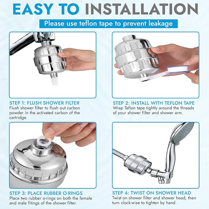 EVERGLOW High-Output Shower Filter, 100% Removes Chlorine, Moisturizes Dry - Image 7