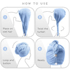 SimpleField 2 Pack Microfiber Hair Towel Wrap - Image 6