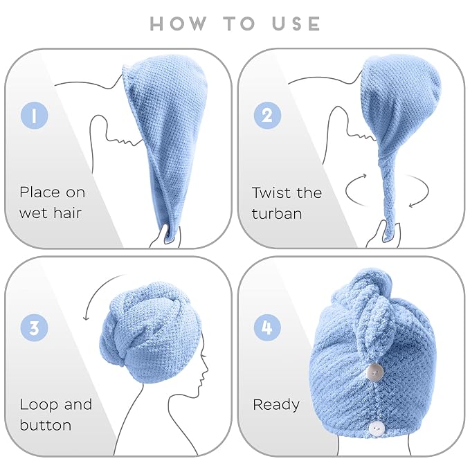 SimpleField 2 Pack Microfiber Hair Towel Wrap - Image 6