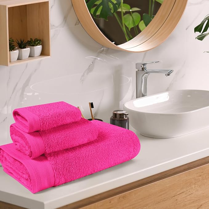 Ultra Soft 3 Pack Cotton Towel Set, Contains a Bath Towels 28x55 inch, a Hand - Image 3