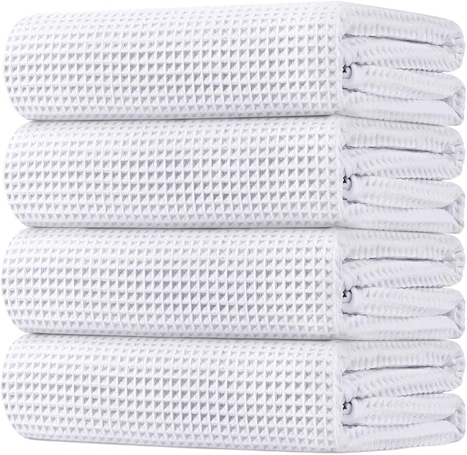 HOMEXCEL Waffle Bath Towels Set 4 Pack, Premium Microfiber Bathroom Towels by HOMEXCEL