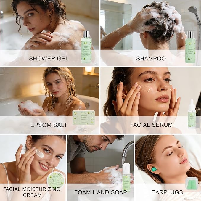 30 Pcs Spa Gifts for Women & Men, Bergamot Jasmine Bath & Body Gift Basket - Image 6