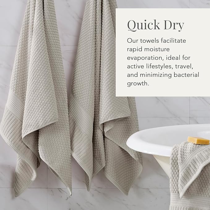 NY Loft 100% Cotton 6 Piece Bath Towel Set | Grey Towels | Oeko-TEX® Standard - Image 3