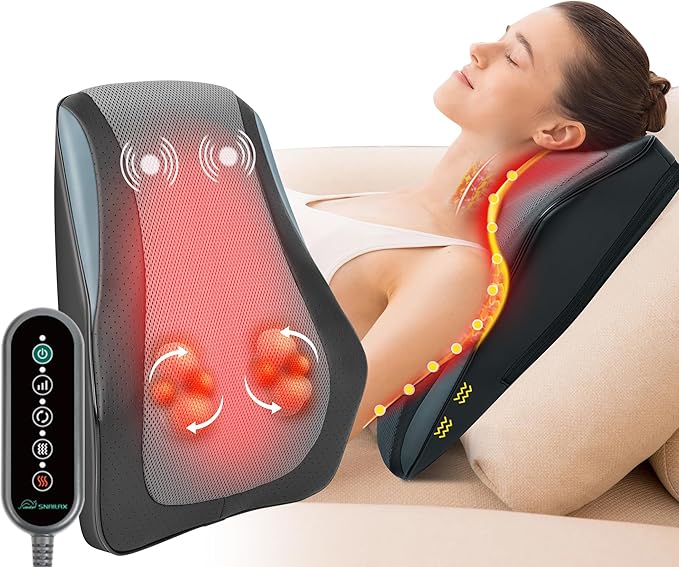 Snailax Back Massager with Heat – 3D Shiatsu Massage Pillow by Snailax