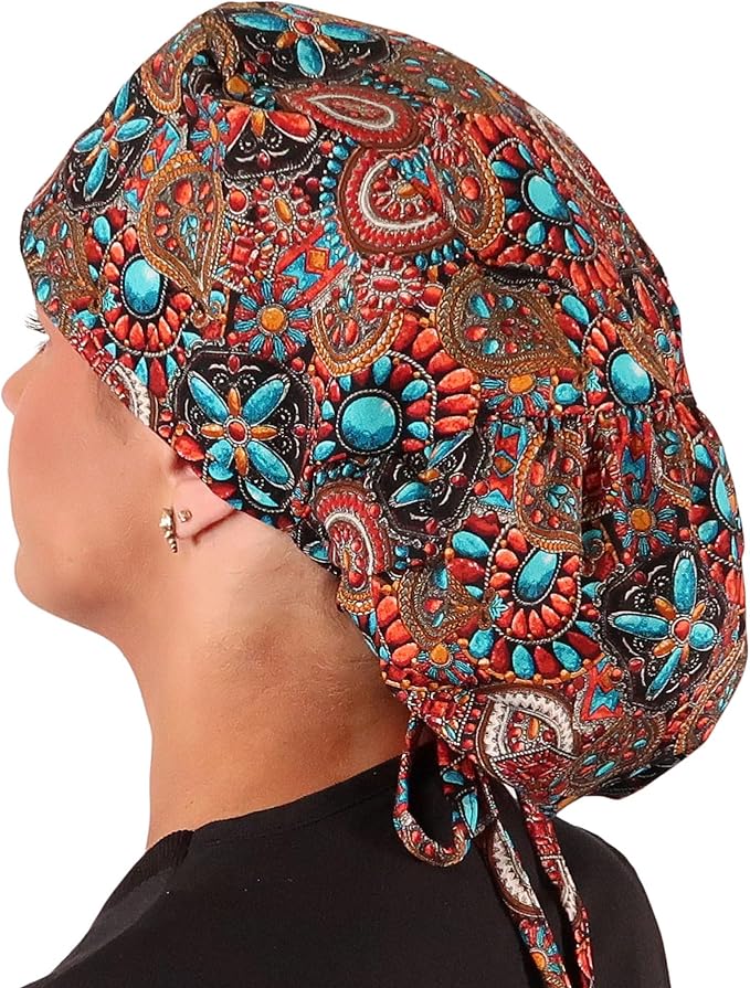 Sparkling EARTH Big Hair Ponytail Classic Surgical Style Scrub Working Cap - Image 4