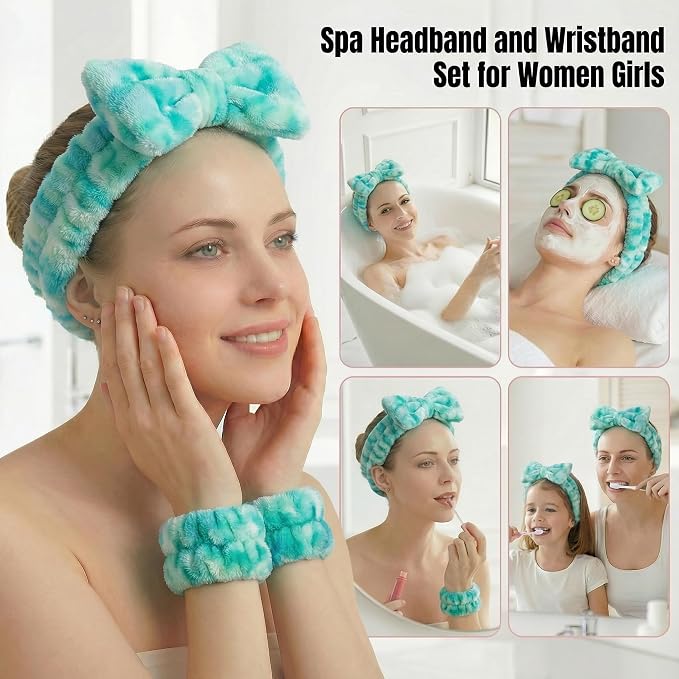 8 Pcs Spa Headband and Wristbands Set - Image 3