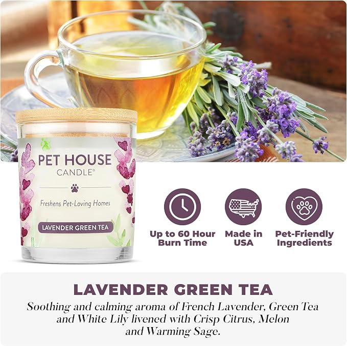 Pet House Lavender Candle Clean Burning, Long Lasting Pet Odor Candle - Image 2
