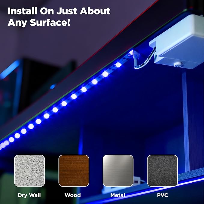 BestLuz Battery Operated LED Strip Lights 2X 3.33ft Flexible Blue LED Light - Image 4